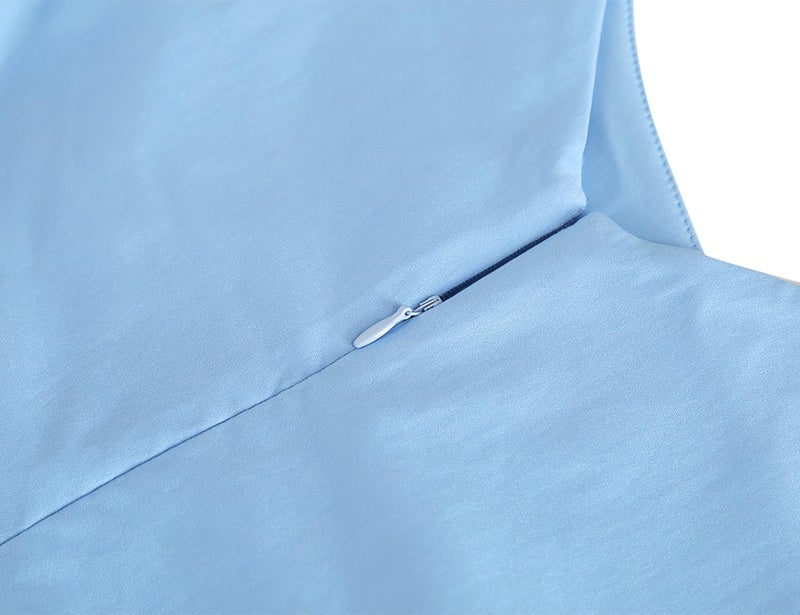 MUXXN Pinup 1920s Desgin Plus Size Spring Ruched Waist Bodycon Midi Cute Dress (Airy Blue XXL) - Image 4